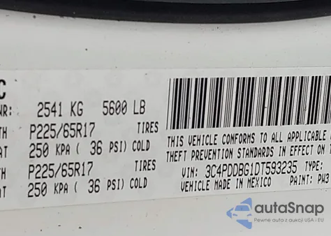 2013 Dodge Journey Sxt z USA, uszkodzony, nr VIN 3C4PDDBG1DT593235